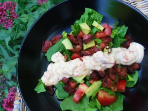 BLT/Avocado Salad with Roasted Pepper Dressing | We Laugh, We Cry, We Cook