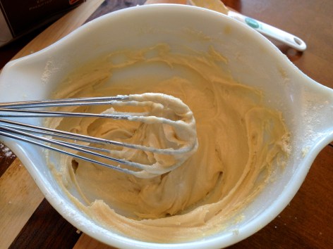 Mix the flour into the wet ingredients.