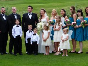My youngest son Gabe, his lovely wife Aleks and wedding party (The 3 little ring-bearers are are grandsons!)