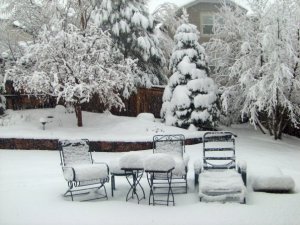 spring patio snow